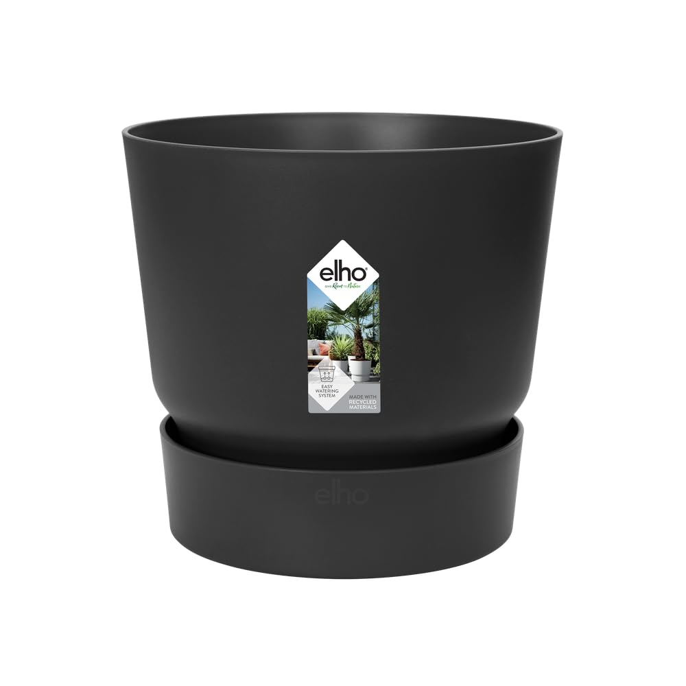 Elho Greenville Round 25 Plant Pot, 100% Recycled Plastic