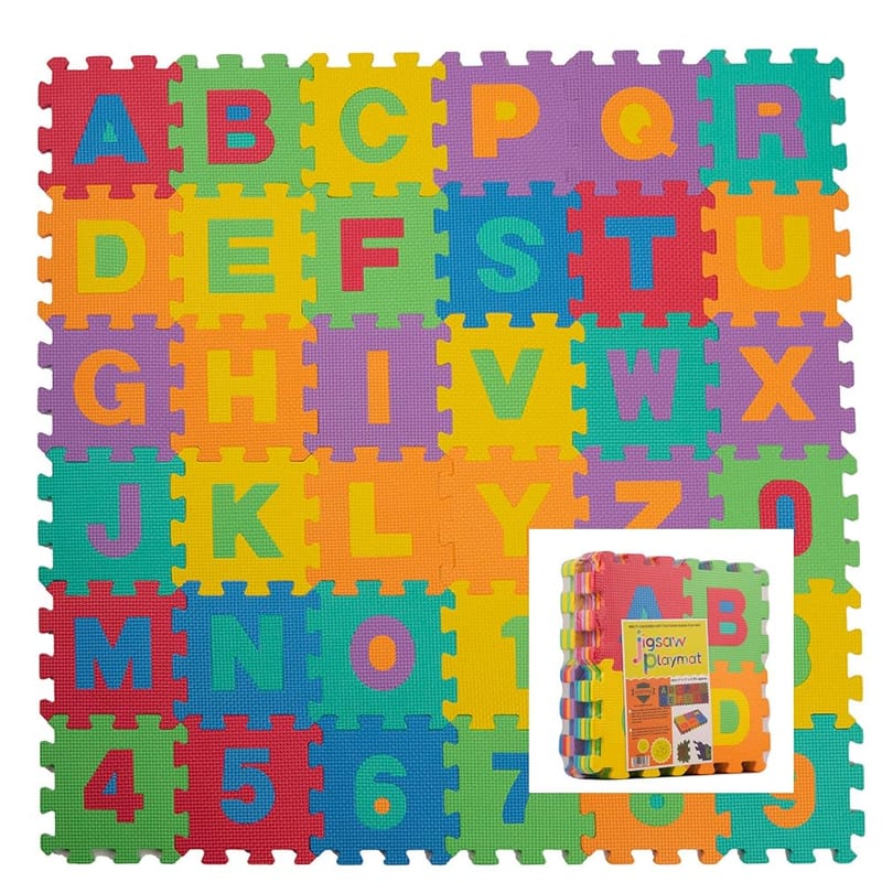 ADEPTNA 36 PCS Multi-Coloured Soft EVA Foam Jigsaw Play Mat Letters and Numbers - Alphabet Floor Mat for Kids Play Room