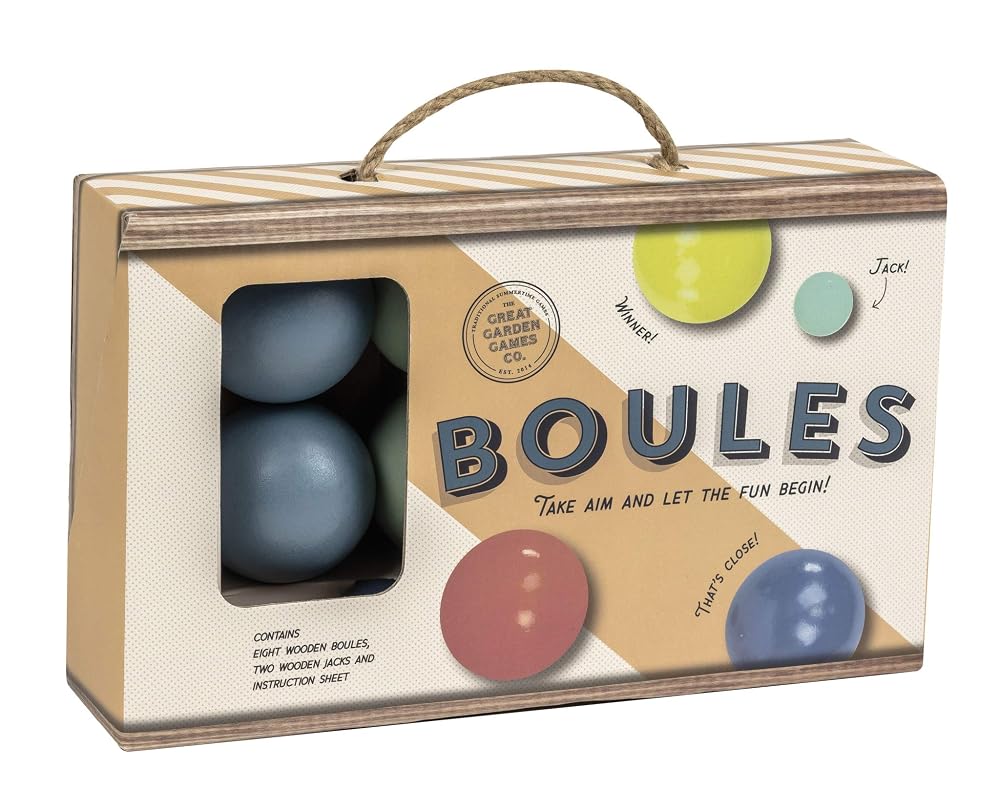 Great Garden Games Boules Set – Plastic Garden Boules / Petanque Game, 6 Balls & 1 Jack