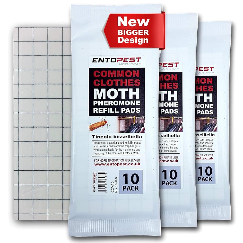 Entopest 30-Pack Clothes Moth Monitoring Traps – Refill for Room & Wardrobe Hanger Units