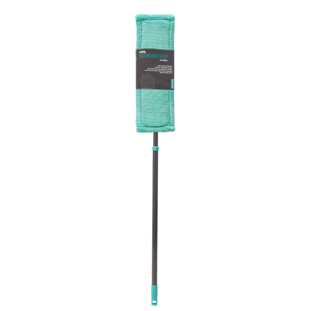 JVL Super-Absorbent Microfibre Extendable Flat Floor Mop, Turquoise/Grey