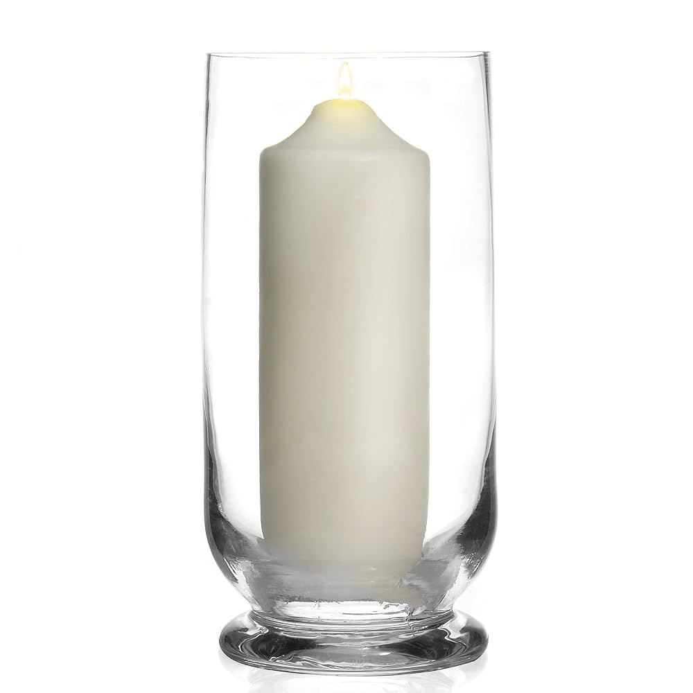 M&W Tall Glass Hurricane Lantern Candle Holder — Clear Vase for Pillar or LED Candles, Elegant Table Centrepiece for Home Décor