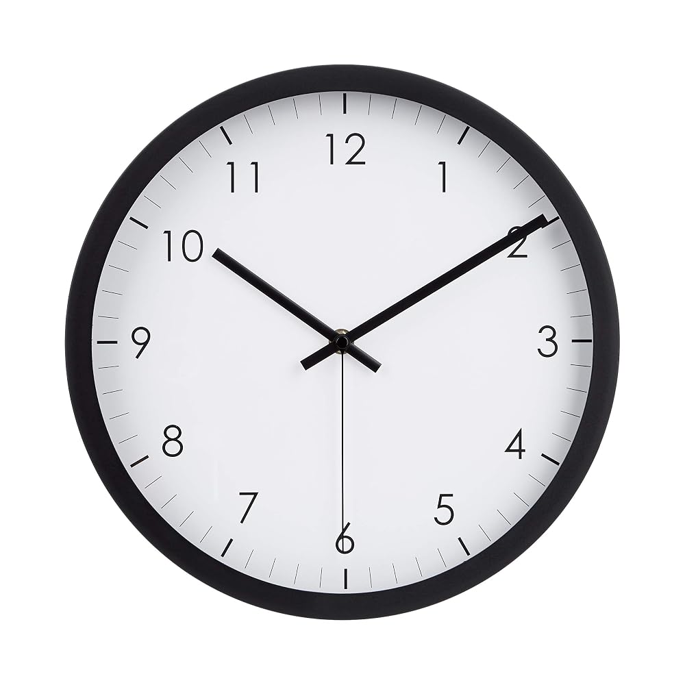 Amazon Basics Wall Clock, Silent Non-Ticking, Battery Operated
