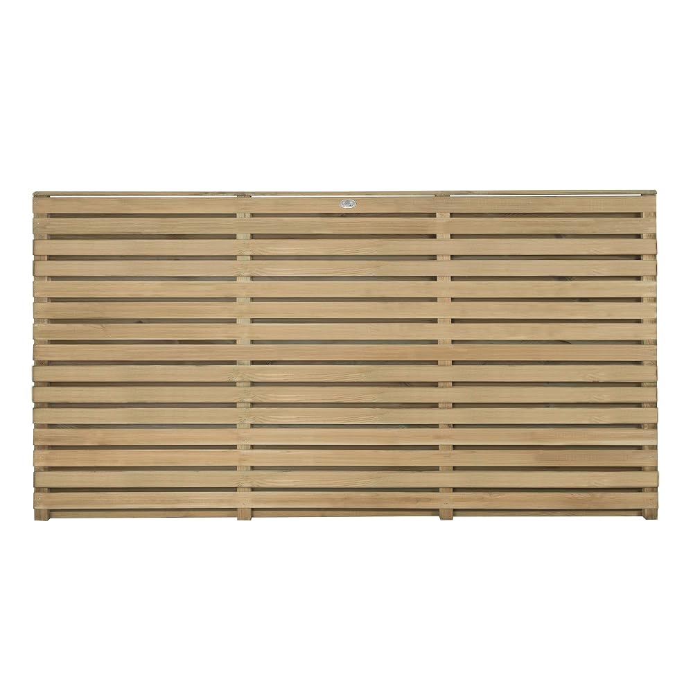 Forest Garden Forest Fence, 3ft Double Slatted Panel