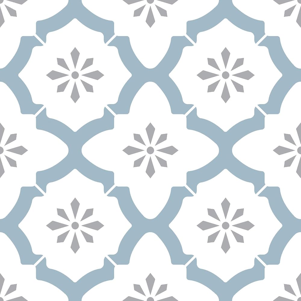 WallPops FP2943 Alfama Peel & Stick Floor Tiles, Multi-Colour, 12 x 12 Inch