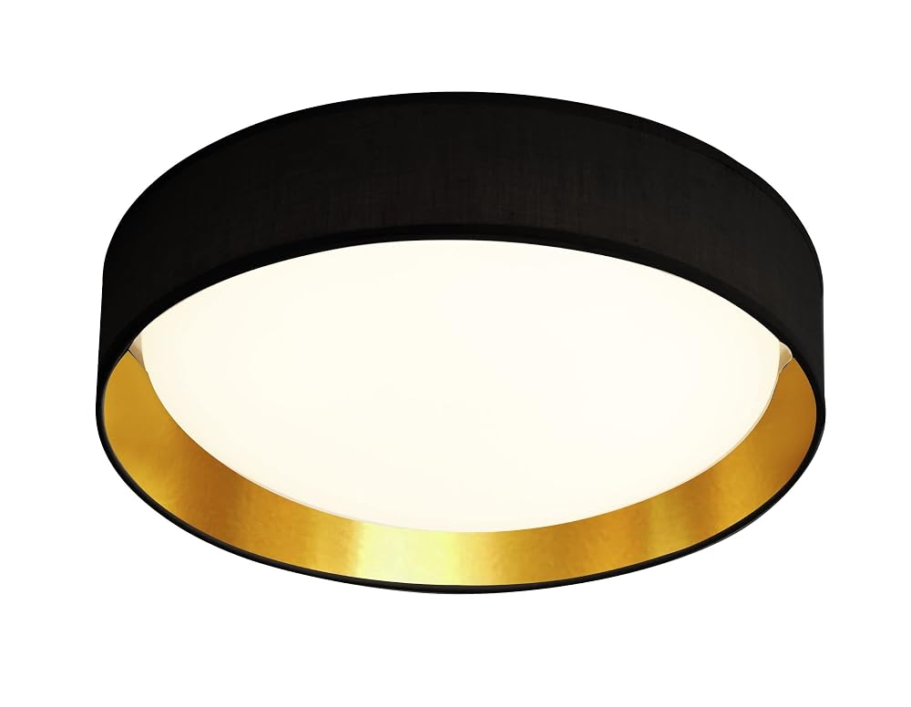 Searchlight 9371-37BGO Gianna Flush Ceiling Light in Black and Gold, Dia: 370mm
