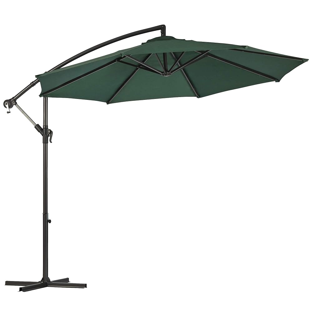 Garden Gear Cantilever Parasol with Cover, Umbrella Canopy Outdoor Sun Shade, Green