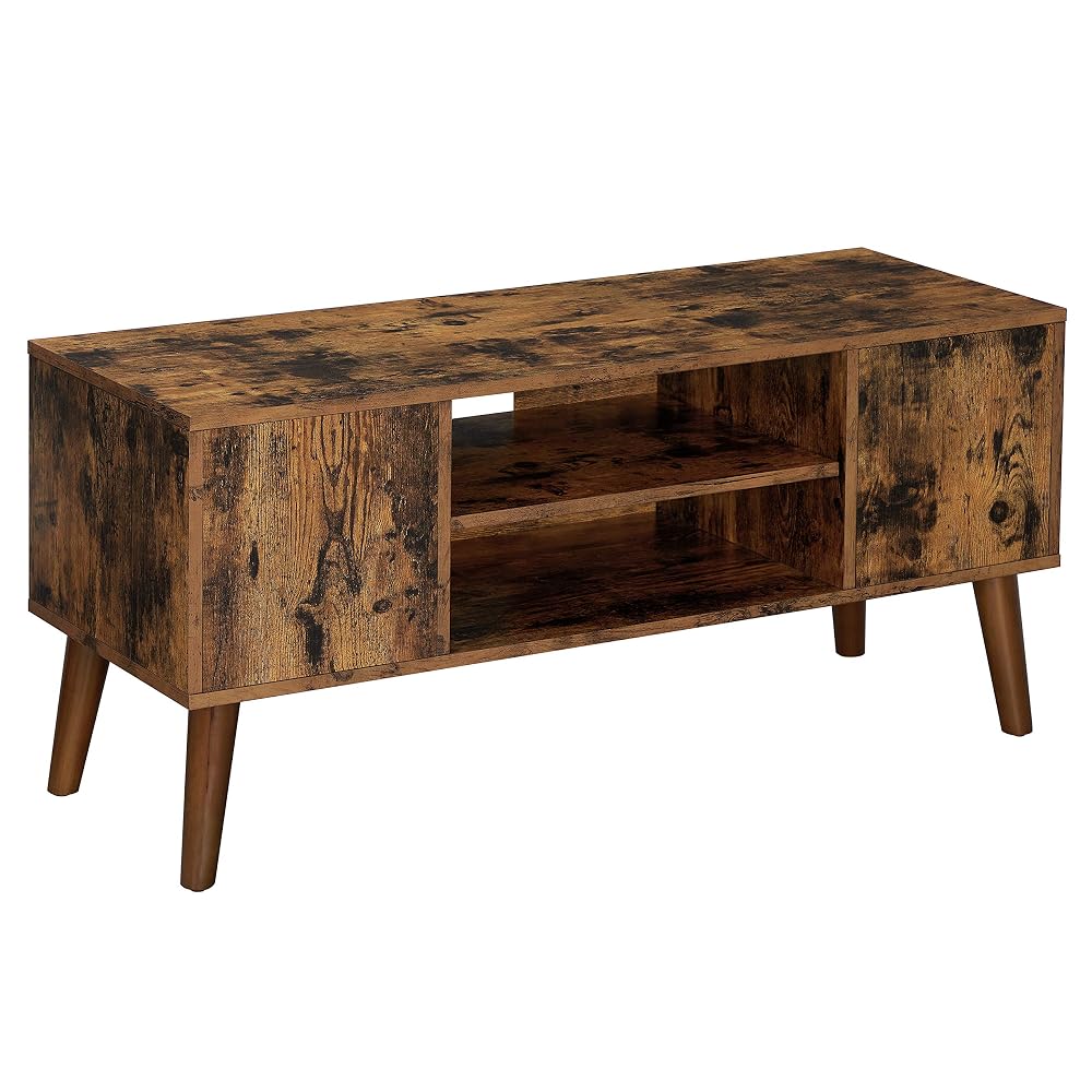 VASAGLE Mid Century Modern Style TV Stand and Low Sideboard Table for TVs and Game Consoles, Rustic Brown