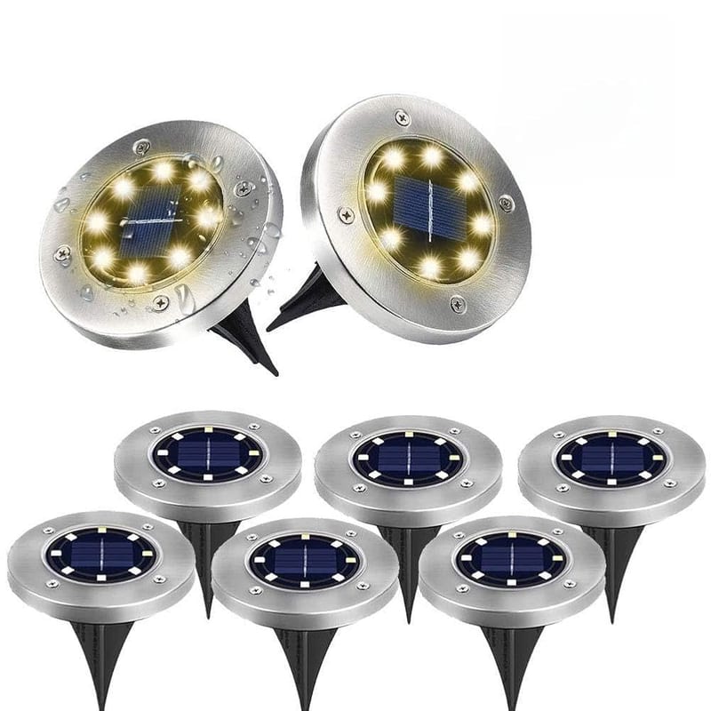 Solar Ground Lights, 8 Pack 8 LED Garden Pathway Outdoor IP65 Waterproof In-Ground Lights with Light Sensor