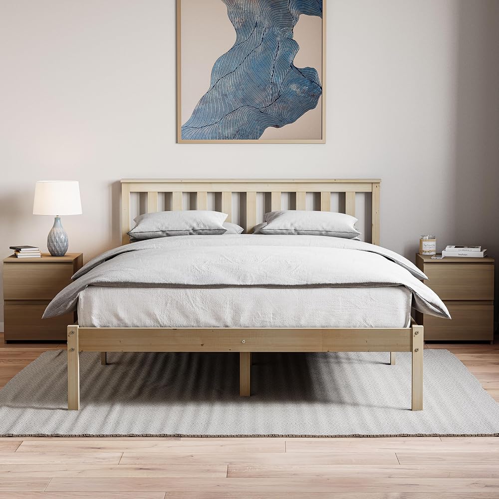 Vida Designs Milan Double Bed Frame, Solid Pine Wood