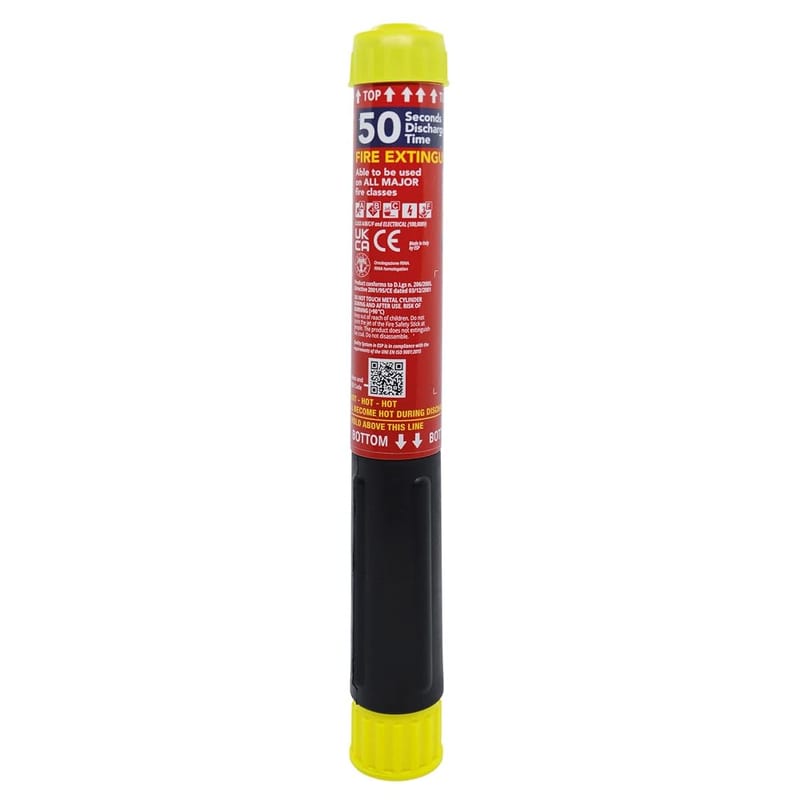 Fire Safety Stick — Fire Extinguisher for A, B, C, F & Electrical Fires, 50 Seconds Discharge Time, Non-pressurised, 15 Year Shelf Life