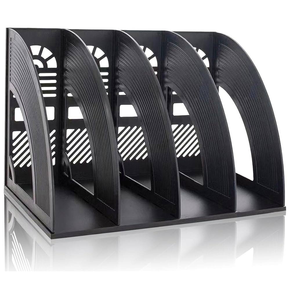 KXF Arched File Organiser, 4 Compartments Desktop Magazine Rack with Dividers for Home Office