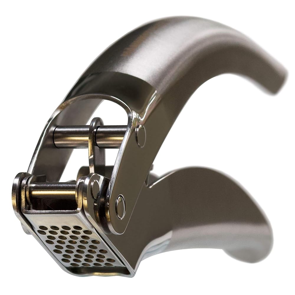 MANNKITCHEN Stainless Steel Garlic Press, Double Lever Assisted, Large Reservoir