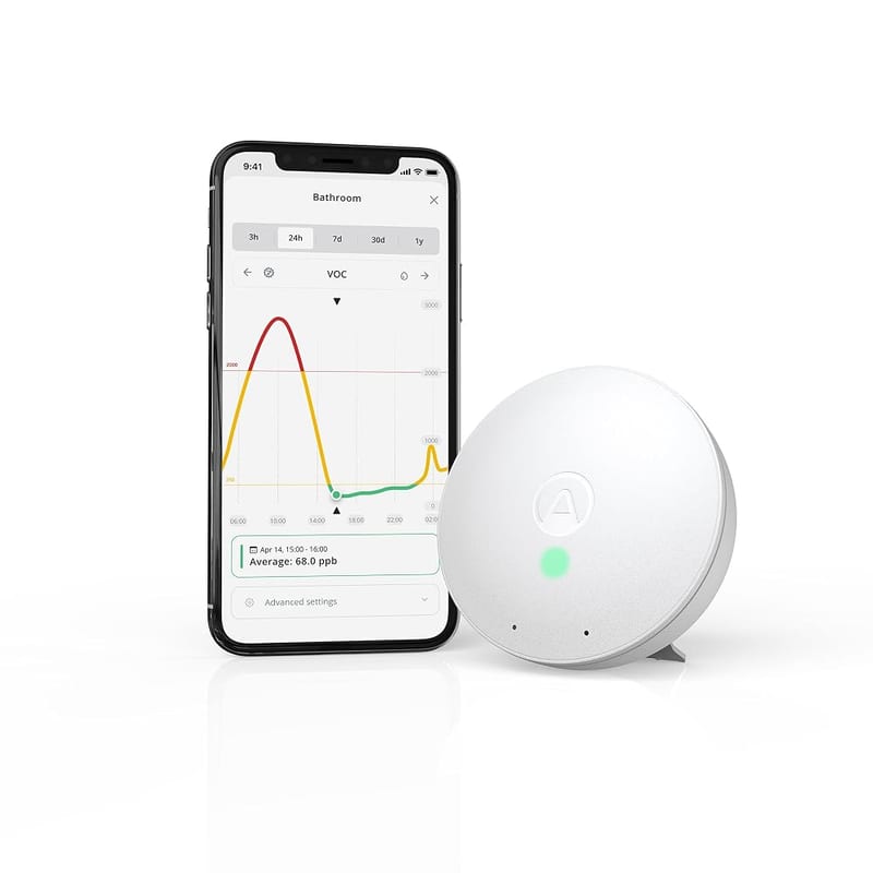 Airthings 292 Wave Mini Indoor Air Quality Monitor, VOCs, Humidity, Temperature & Air Pressure
