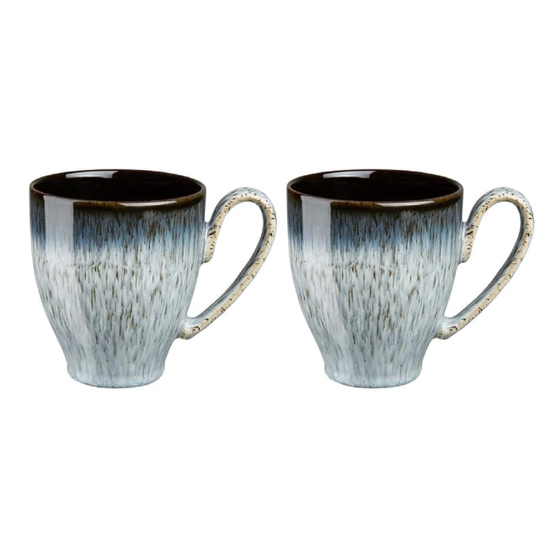 Denby Halo Large Coffee Mug Set of 2 - 420ml Reactive Glaze Stoneware Ceramic Tea Mug Set