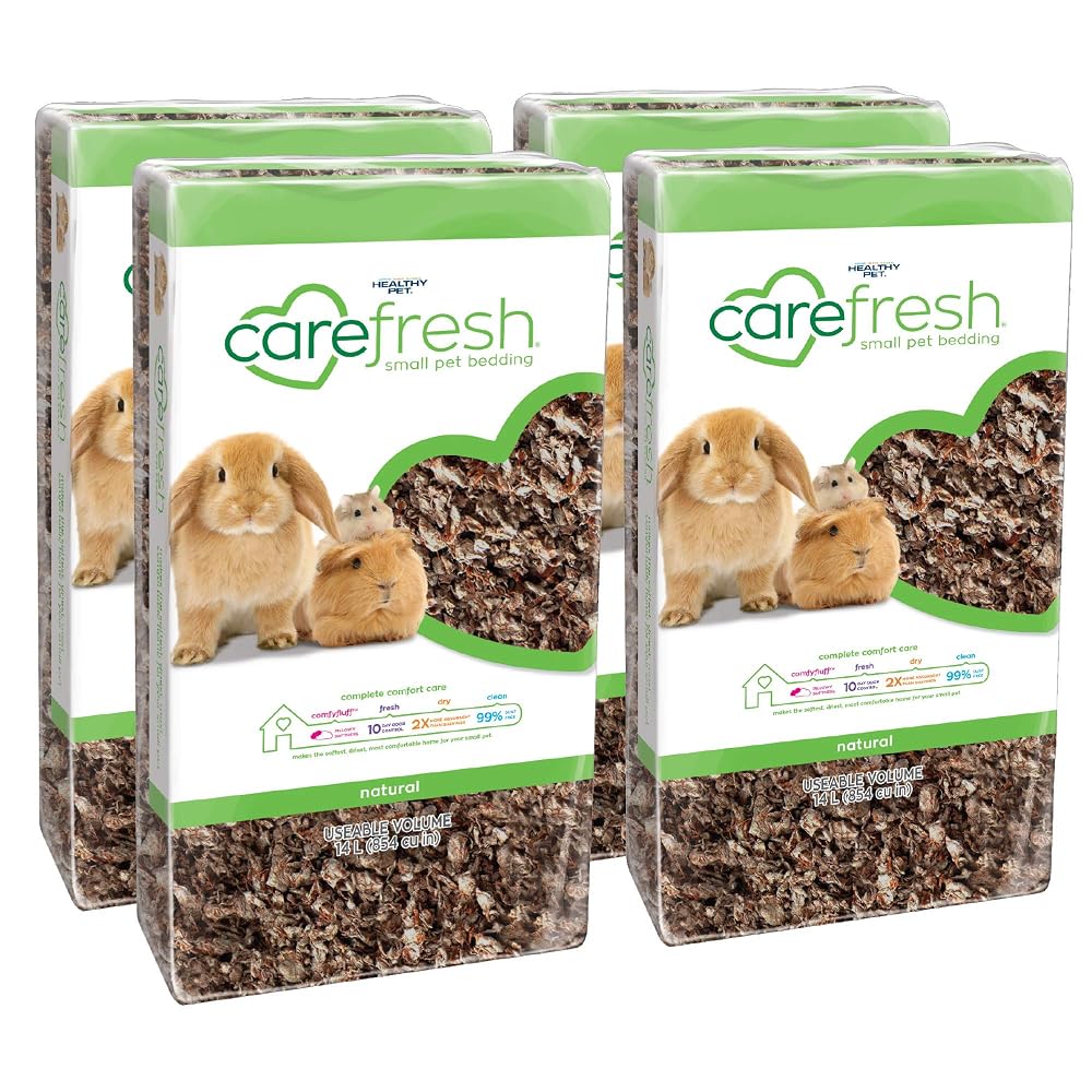 Carefresh 99% Dust Free Natural Paper Small Pet Bedding with Odor Control, 56 L (Pack of 4)