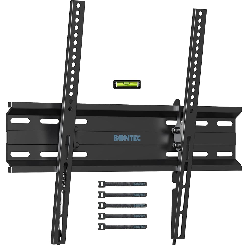 BONTEC Ultra Slim TV Wall Bracket, Tilting TV Wall Mount for 23-60 Inch Flat and Curved TVs, Low Profile 30mm from Wall, Holds 45kg