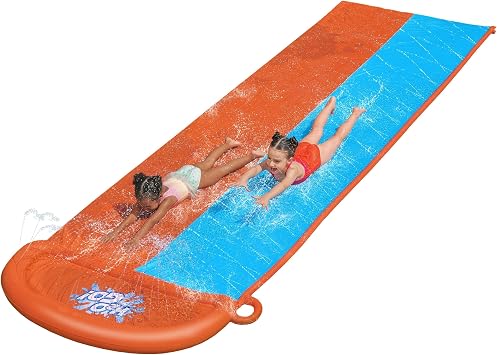 Bestway H20GO Double Lane Slip and Slide, Inflatable Water Slide for Kids, Summer Garden Outdoor Toy with Built-in Sprinklers and Drench Pool