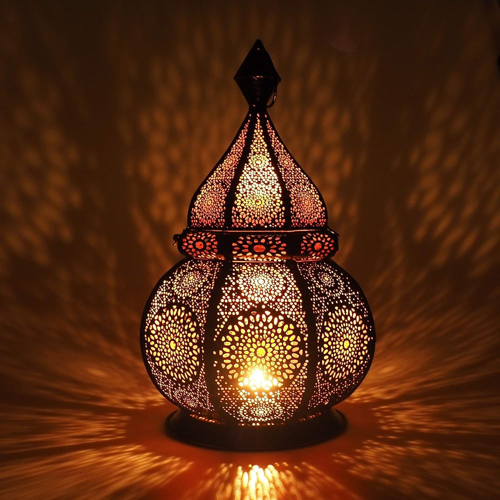Gadgy Moroccan Lantern, 36cm, Handmade Metal Candle Lantern