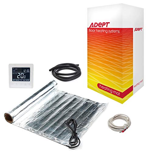 Adept Electric Underfloor Heating Mat Kit for Laminate or Engineered Wood Flooring, 140W/m² with White WiFi Thermostat