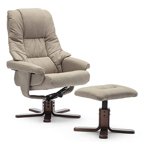More4Homes SORENTO Fabric Swivel Recliner Armchair with Foot Stool, Pumice