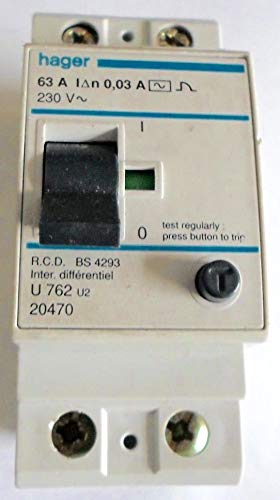 Hager U762 RCBO 63A MCB with 30mA RCD, Double Pole