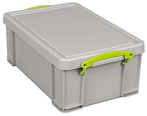 Really Useful Plastic Storage Box 160 Litre Wheeled Trunk, Black with Yellow Wheels & Handles