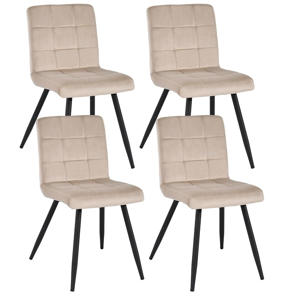 DUHOME Dining Chairs Set of 4, Velvet Kitchen Chairs, Retro Design with Metal Legs