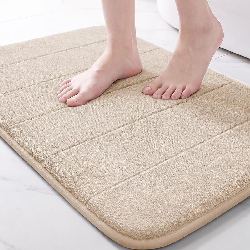 Yimobra Bath Mat Memory Foam, Soft Comfortable, Super Water Absorption, Non-Slip, Beige, 43 x 61cm