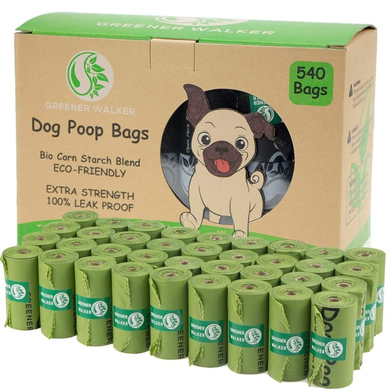 Greener Walker Poo Bags for Dog Waste, 540 Extra Thick Strong Leak Proof Biodegradable Bags