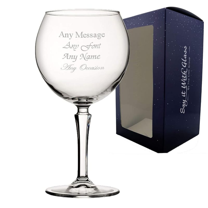 Personalised Engraved Hudson Gin and Cocktail Glass, Any Message, Choice of Fonts, 650ml / 23oz Hudson Gin Balloon, Engraved in the UK