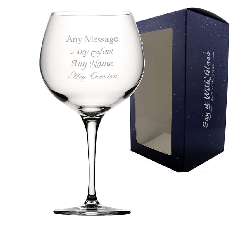 Personalised Engraved Primeur 24oz Gin Balloon Cocktail Glass, Personalise with Any Message for Any Occasion, Gift Box Included, Laser Engraved