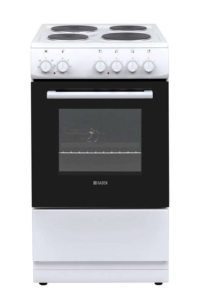 Haden HES50W Electric Cooker, Freestanding 52 Litre, 4 Solid Plate Rings, Single Cavity - White