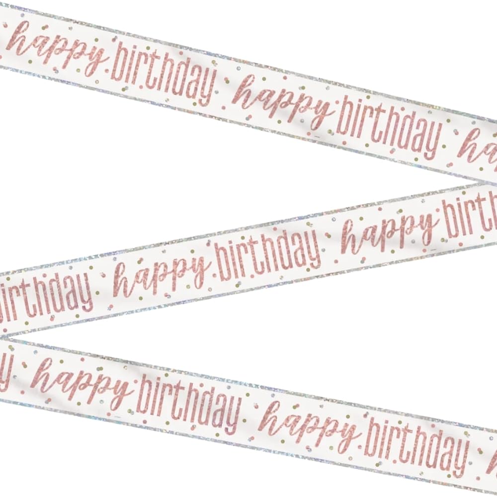 Rose Gold Happy Birthday Glitz Foil Banner, Perfect for Chic & Memorable Parties