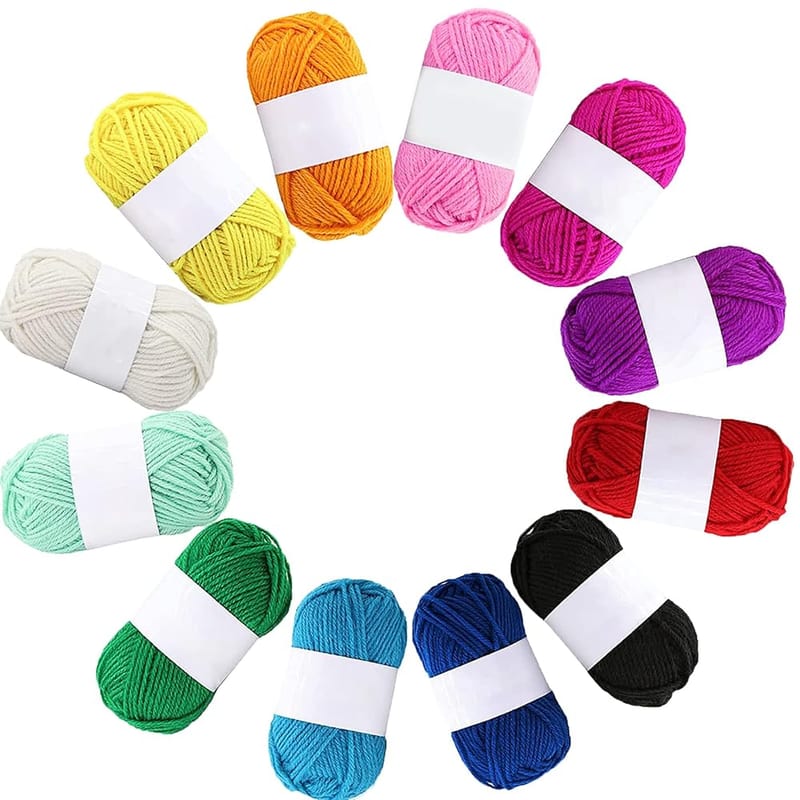 12 Pack Double Knitting Yarn, Acrylic Wool Crochet Yarn for Small Yarn Projects and Handcrafts, 10g Each