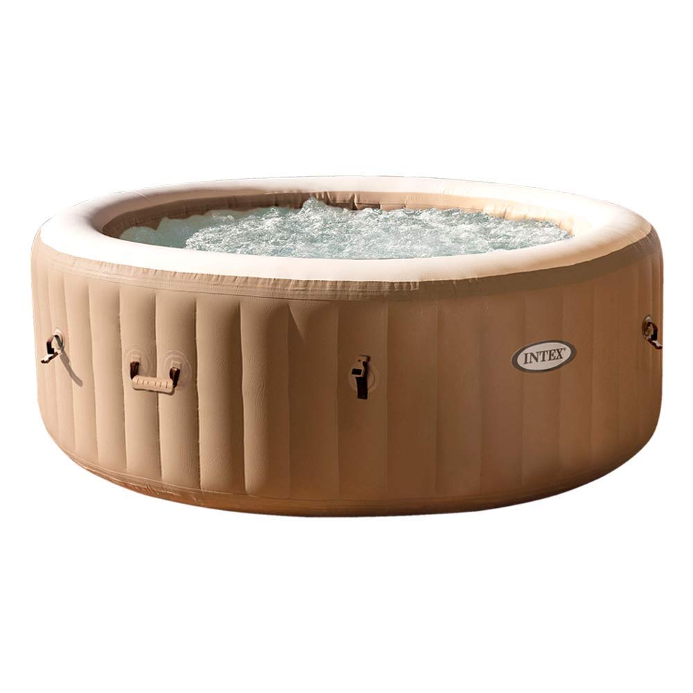 Intex PureSpa Bubble Round 6 Person Inflatable Hot Tub Spa - 140 Bubble Jets, 2200W Heater
