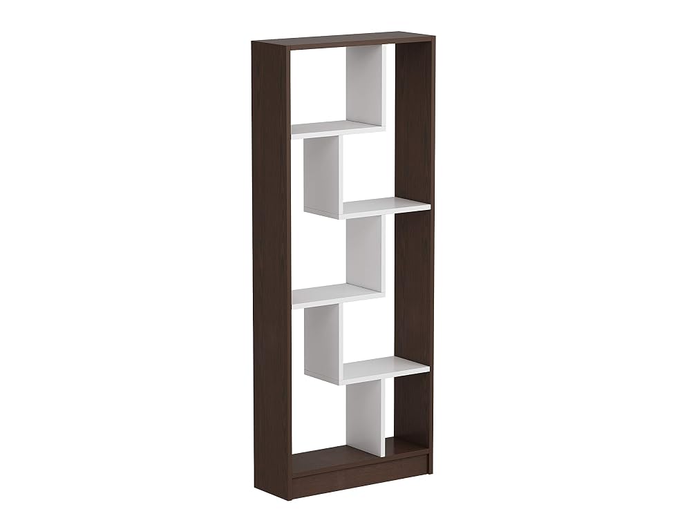 Homidea CAMPO Bookcase - Free Standing Shelving Unit for Living Room or Office, Wenge/White