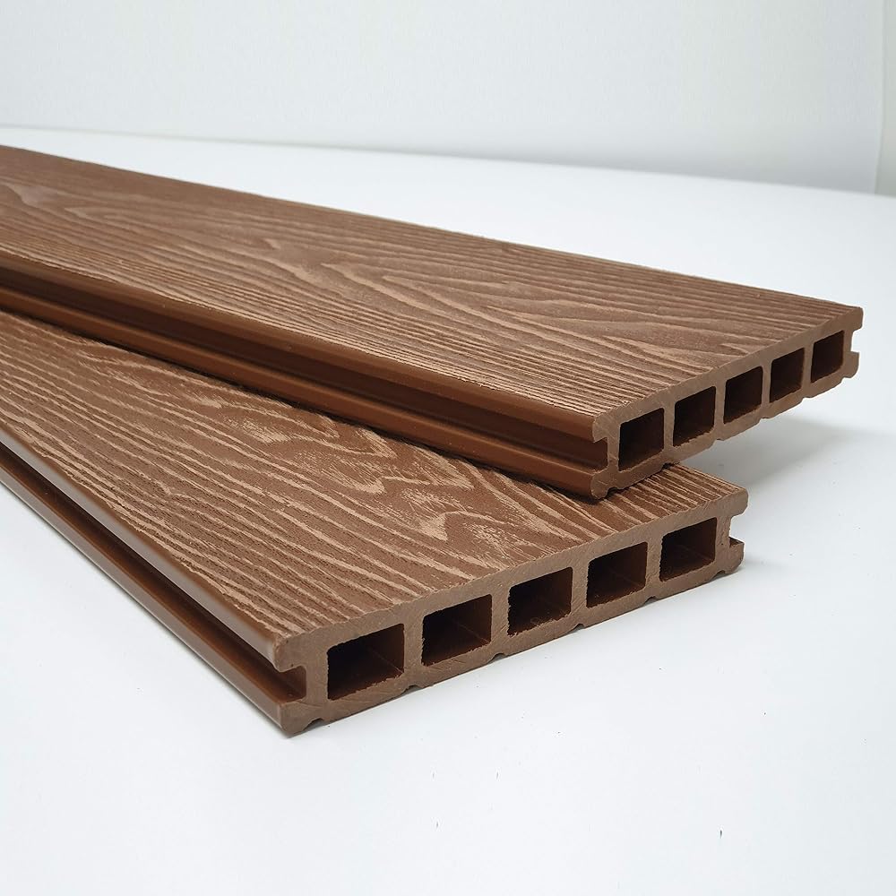 Fylde Decking 3.6m Composite WPC Decking Boards, 9 sqm (18 Boards, Teak Brown)