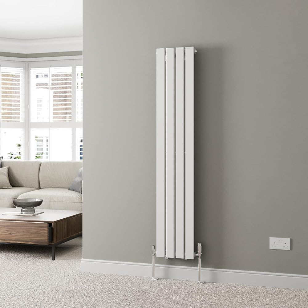 DuraTherm 1600 x 300mm White Vertical Designer Radiator, Single Column Flat Panel
