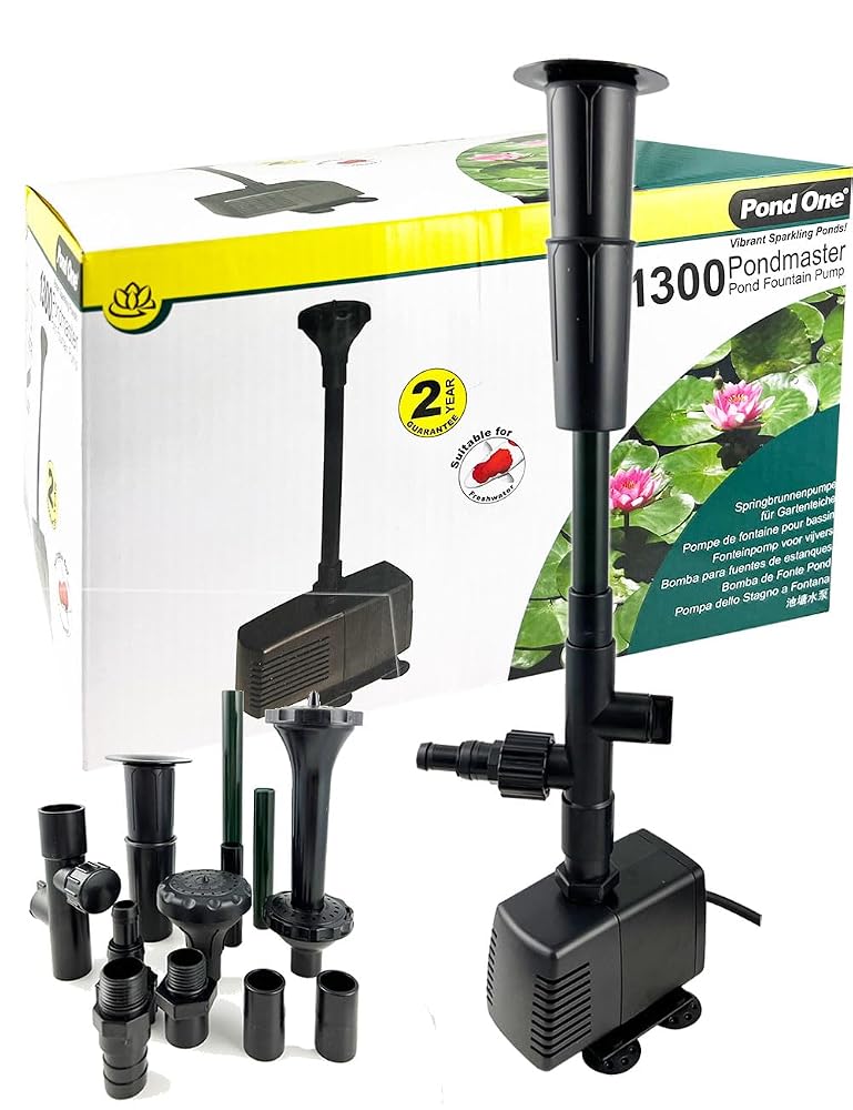 Pond One Pondmaster 1300 Pond Fountain and Filter Pump, 1100L/H