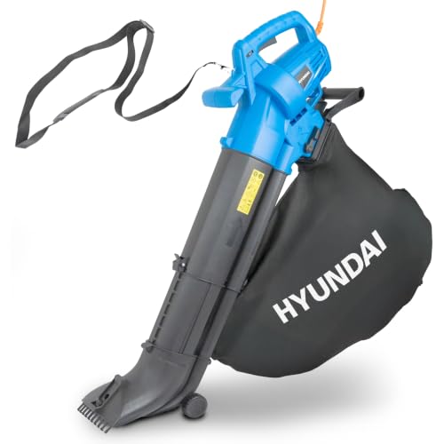 Hyundai 3000W Electric Leaf Blower Vacuum & Mulcher, 3-in-1 Garden Leaf Vacuum, 45L Collection Bag, Variable Speed, 168mph Air Speed, 12m Cable, Shoulder Strap | HYBV3000E2