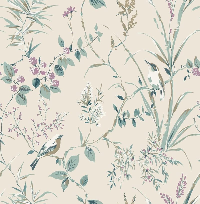 Crown Mariko Teal/Plum Wallpaper M1554