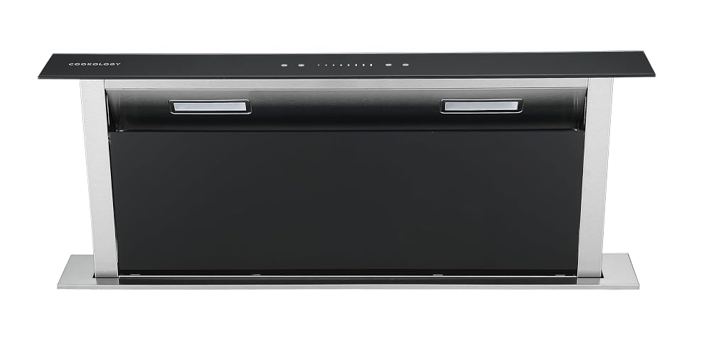 Cookology CDD905BK 90cm Downdraft Cooker Recirculating Chimney Hood, Kitchen Island Extractor - Black