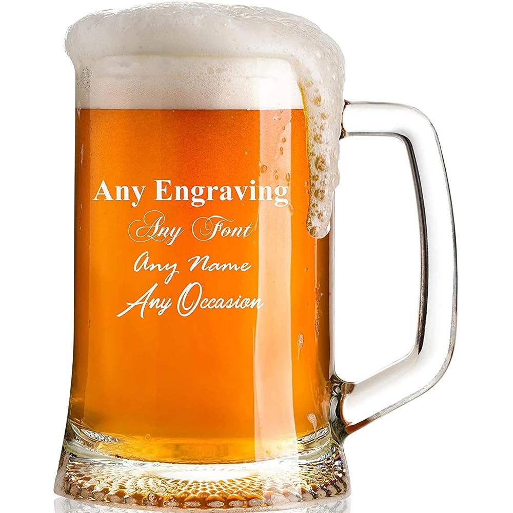 ukgiftstoreonline Engraved Personalised Pint Glass Large Beer Tankard, Gift Boxed, 680ml