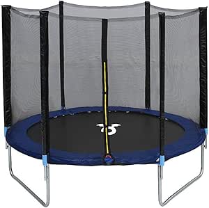 CHARLES BENTLEY Monster, Children's, 8ft Trampoline, with Safety Net Enclosure, Foam Padding, Galvanised Steel Frame, Sports, Gymnastics, Outdoor Play, Family, Kids, Enclosure Poles (244x244x200cm)