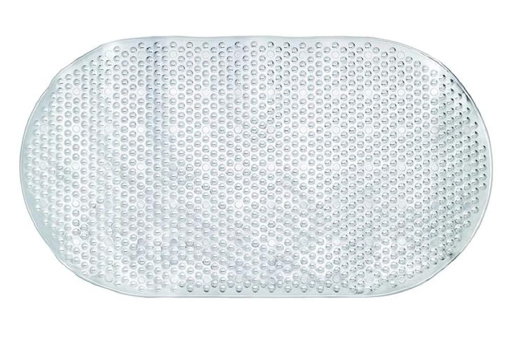 AQUALONA Bath Mat, Anti-Mould Non-Slip, Extra Soft PVC, Metallic Silver, 39 x 69cm