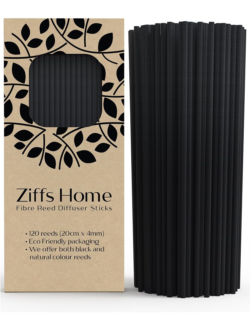 Ziffs Home 120 Black Fibre Reed Diffuser Sticks Replacement Refill