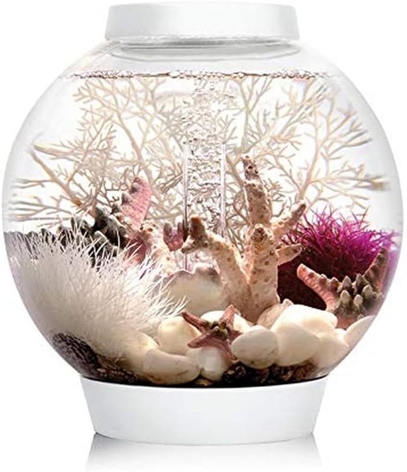 biOrb CLASSIC 15 Aquarium With Integrated LED Lights (White, 15 Litres), 360-Degree View, 5-Step Filtration, Acrylic Fish Tank