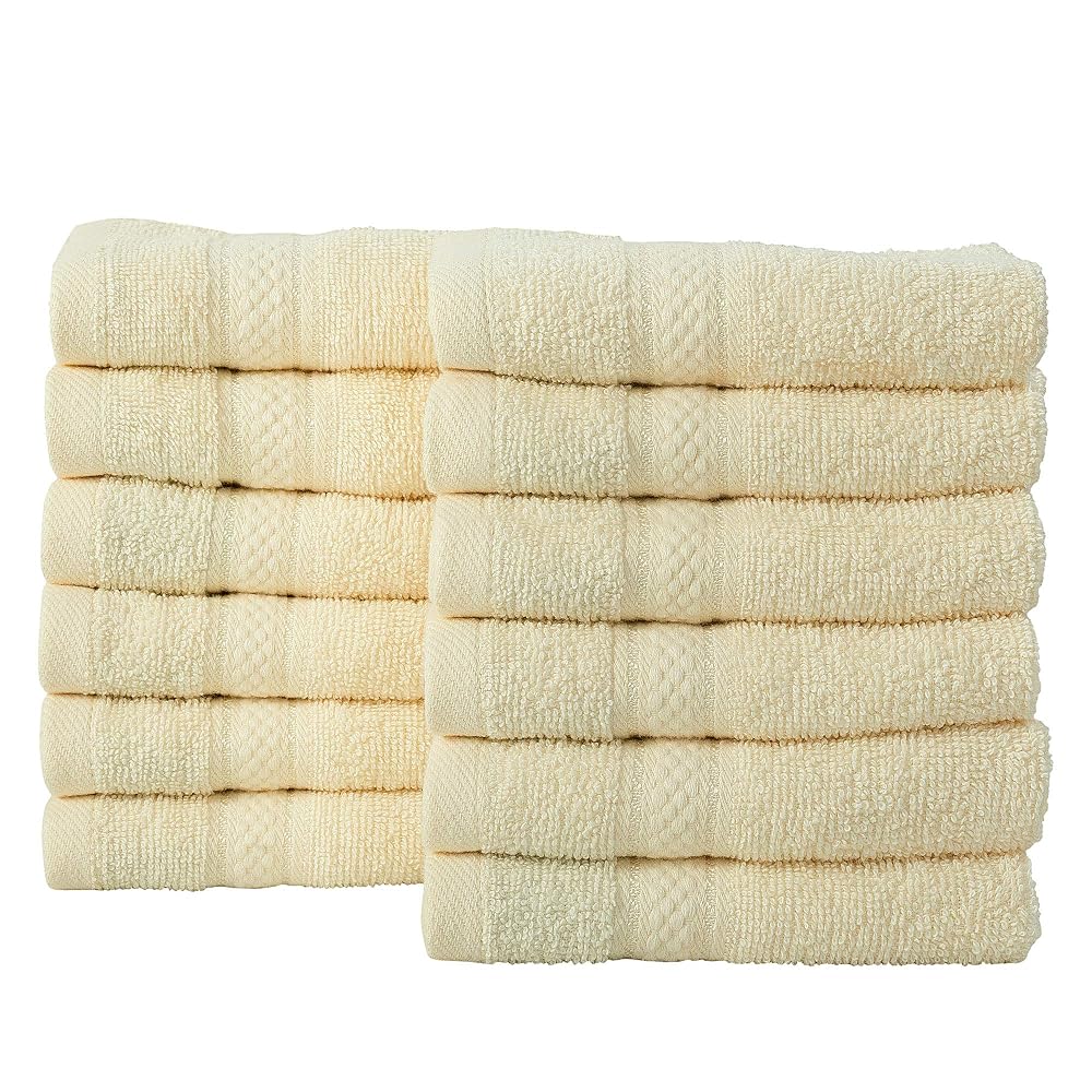Todd Linens 12-Piece Bale Face Towel Gift Set, 500 GSM 100% Double Looped Cotton, Duck Egg