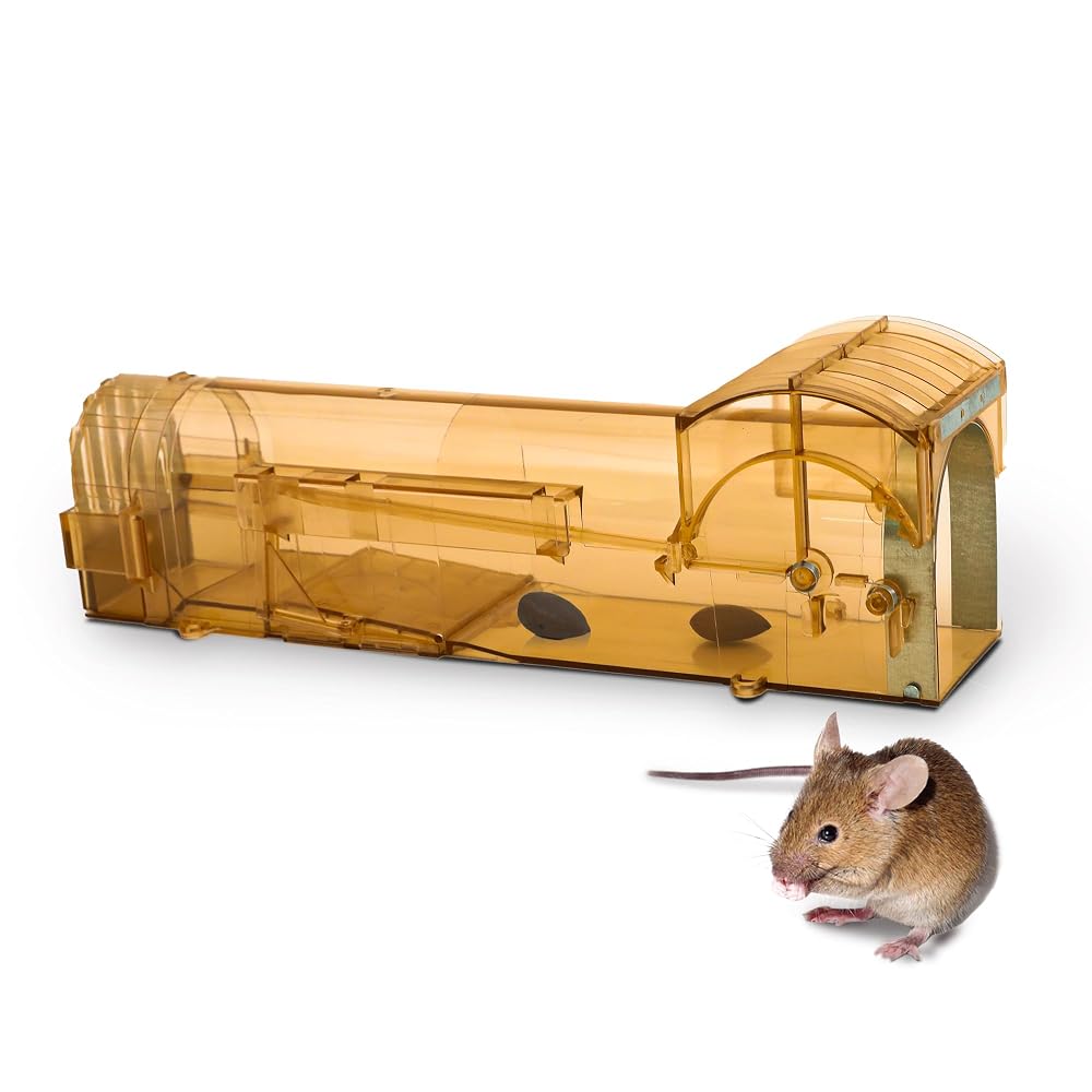 KEPLIN Humane Mouse Trap - Indoor & Outdoor No-Kill Mouse Trap, Safe Pet & Child-Friendly Reusable Mice Catcher, Metal-Reinforced, Touch-Free